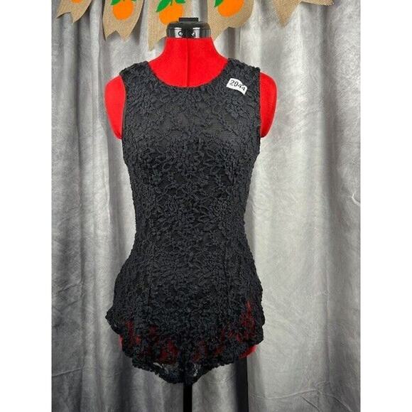 Catherines Poly Blend Sleeveless Lace Tank Top Size XS Black - Picture 1 of 5